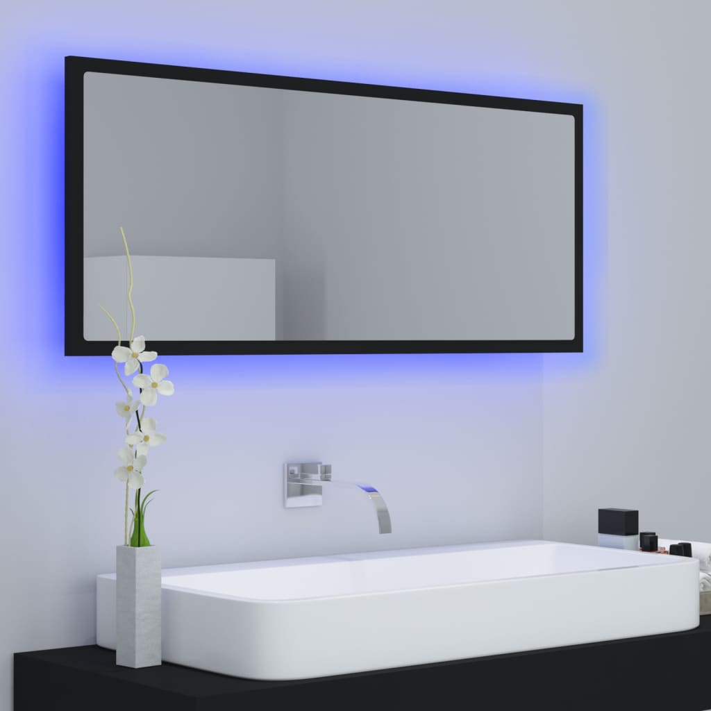 Baderomsspeil LED Svart 100x8,5x37 cm akryl