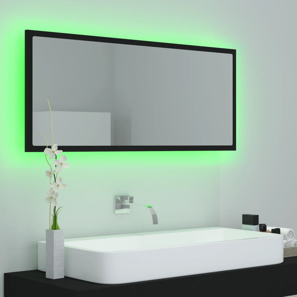Baderomsspeil LED Svart 100x8,5x37 cm akryl