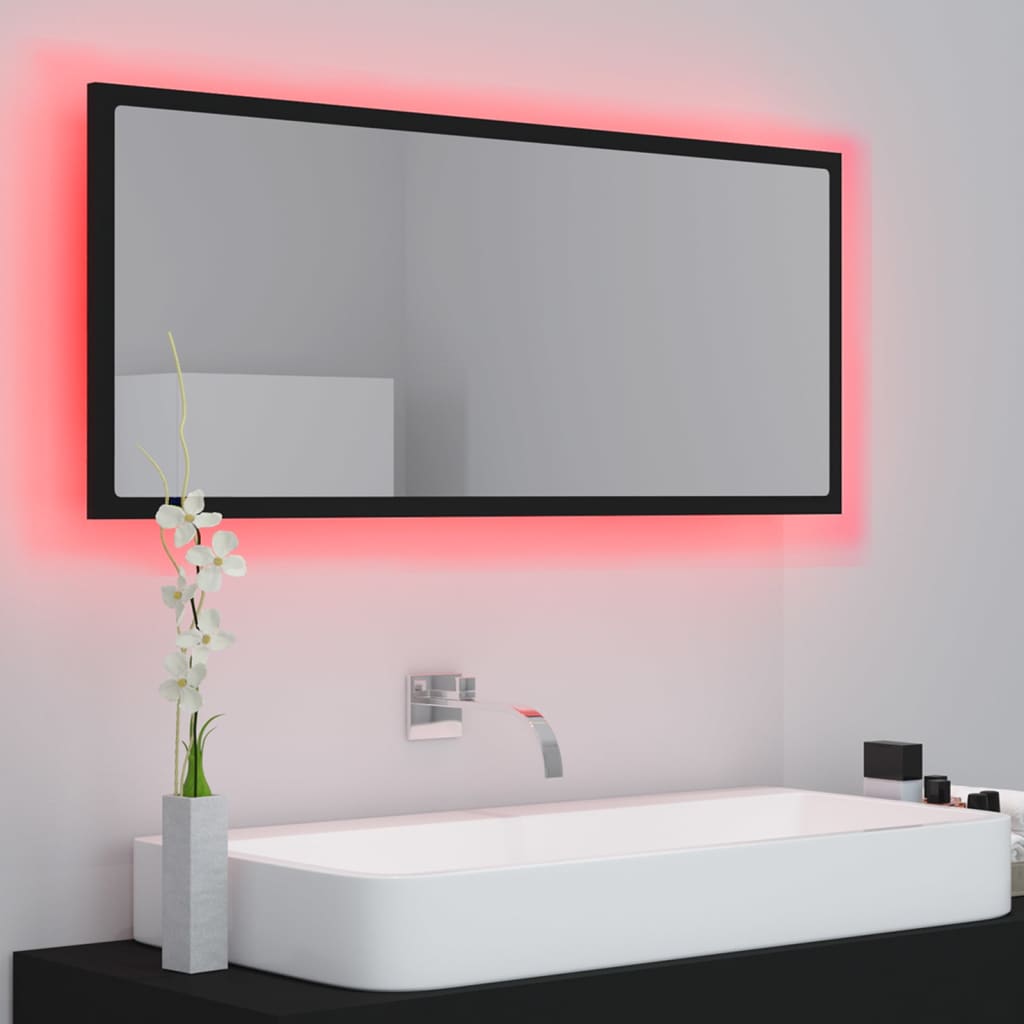 Baderomsspeil LED Svart 100x8,5x37 cm akryl