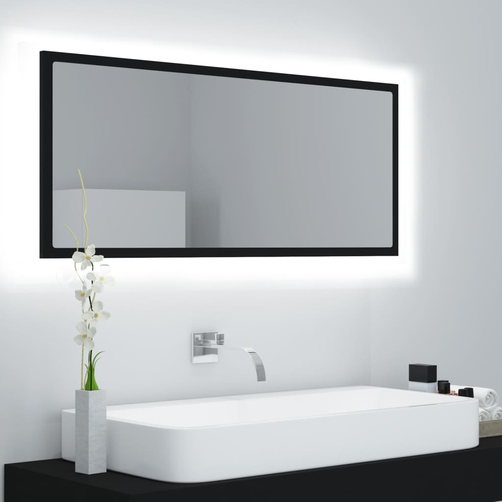 Baderomsspeil LED Svart 100x8,5x37 cm akryl