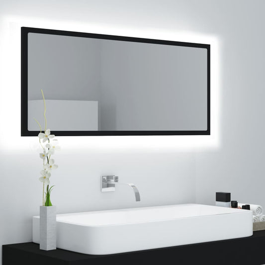 Baderomsspeil LED Svart 100x8,5x37 cm akryl