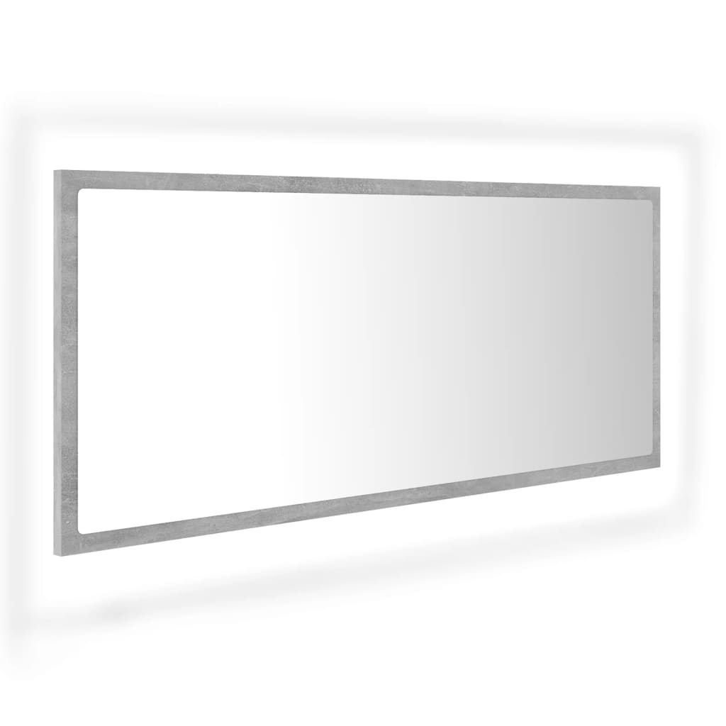 Baderomsspeil LED Betonggrå 100x8,5x37 cm akryl
