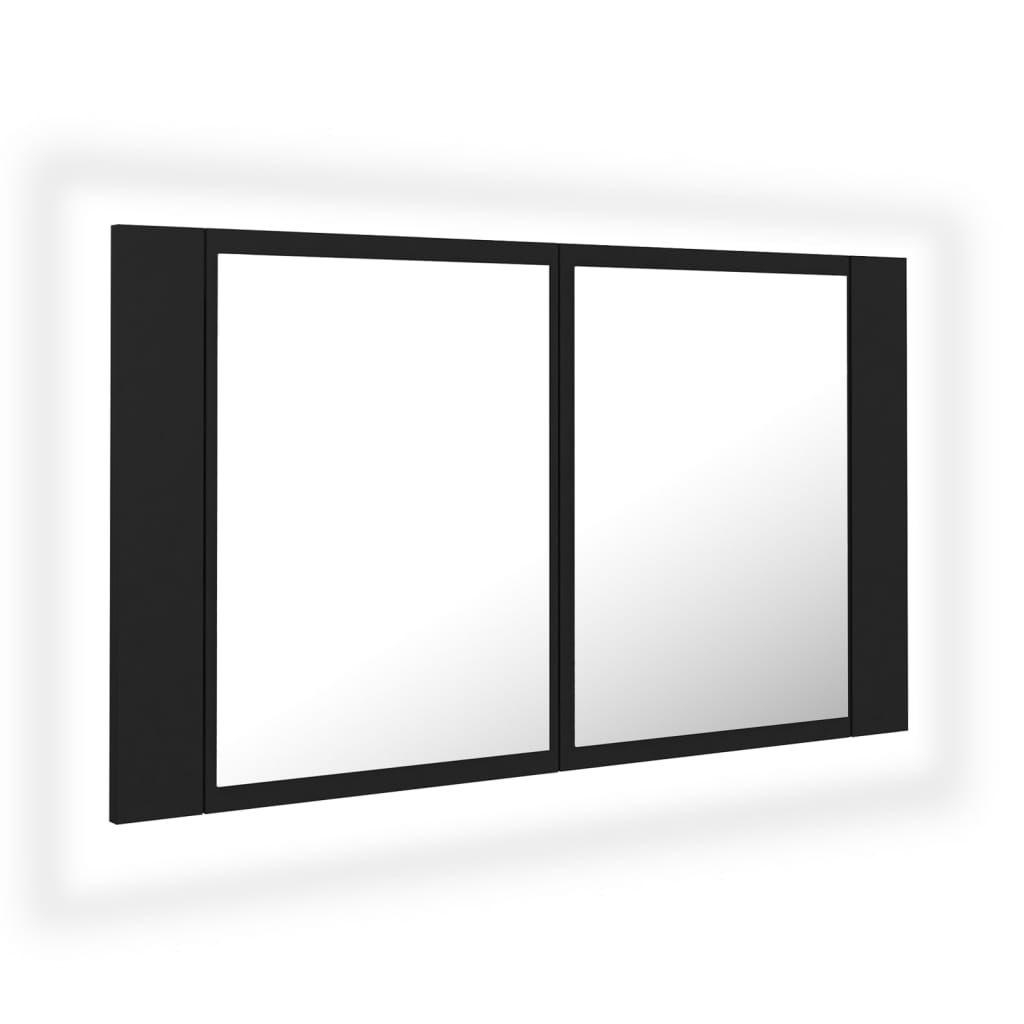 Baderomsspeil LED Skap Svart 80x12x45 cm akryl