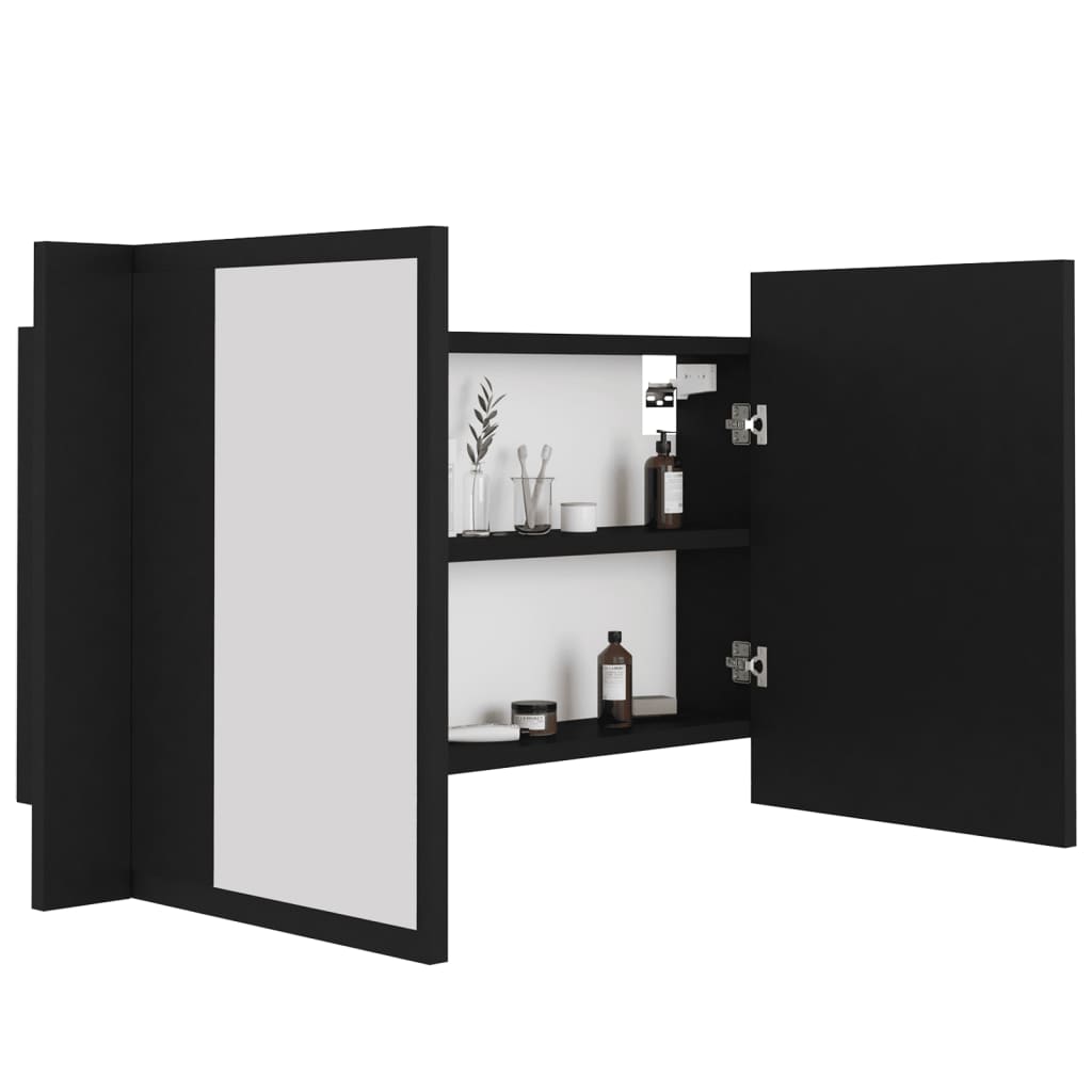 Baderomsspeil LED Skap Svart 80x12x45 cm akryl