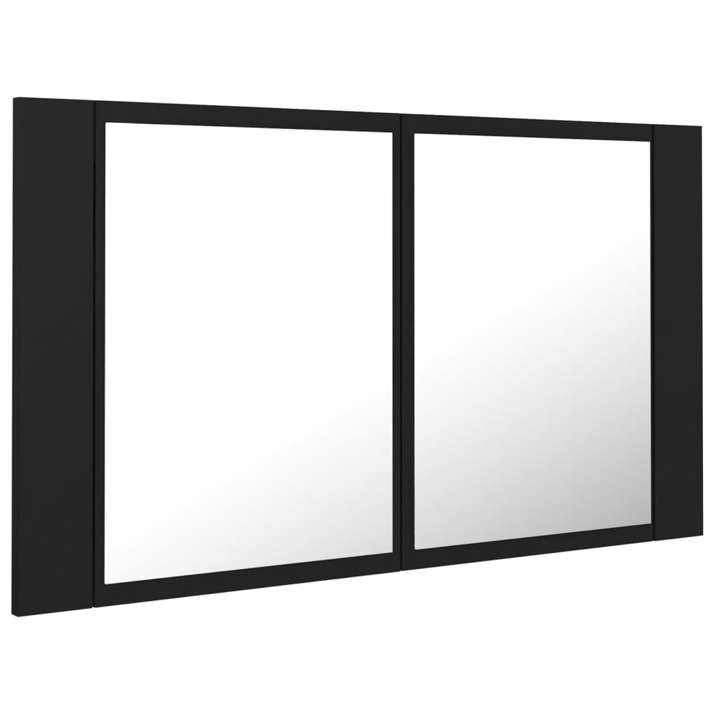 Baderomsspeil LED Skap Svart 80x12x45 cm akryl