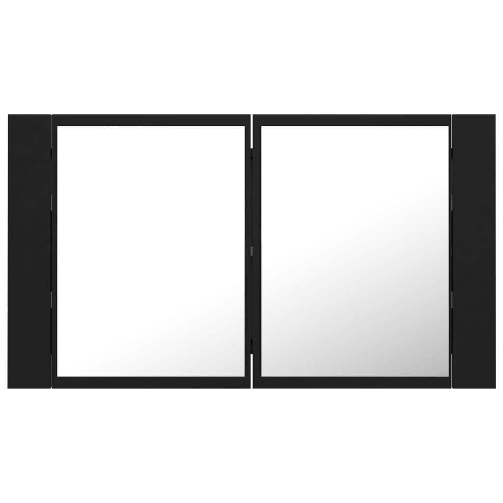 Baderomsspeil LED Skap Svart 80x12x45 cm akryl