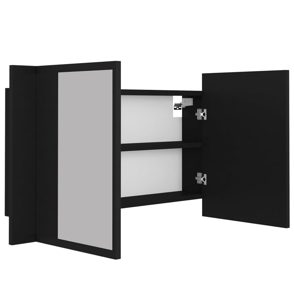 Baderomsspeil LED Skap Svart 80x12x45 cm akryl