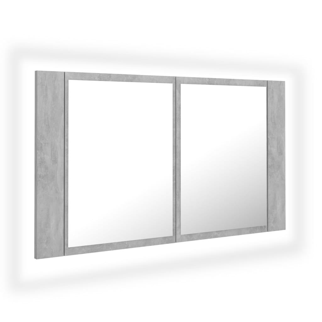 Baderomsspeil LED Speilskap Betonggrå 80x12x45 cm akryl