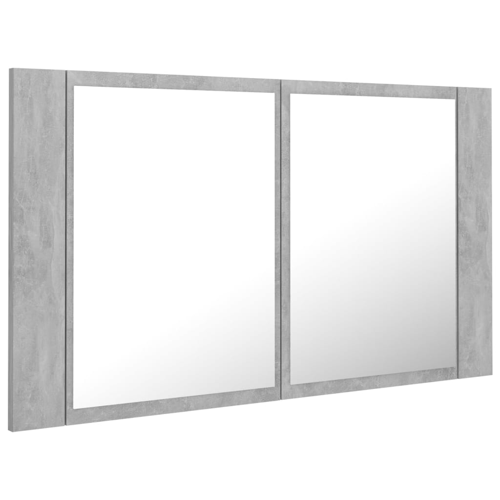 Baderomsspeil LED Speilskap Betonggrå 80x12x45 cm akryl