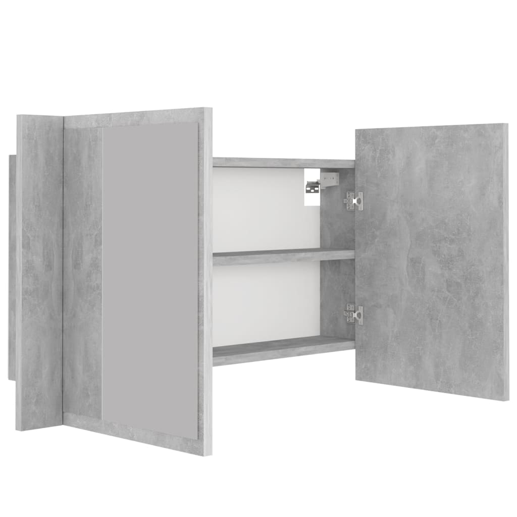 Baderomsspeil LED Speilskap Betonggrå 80x12x45 cm akryl