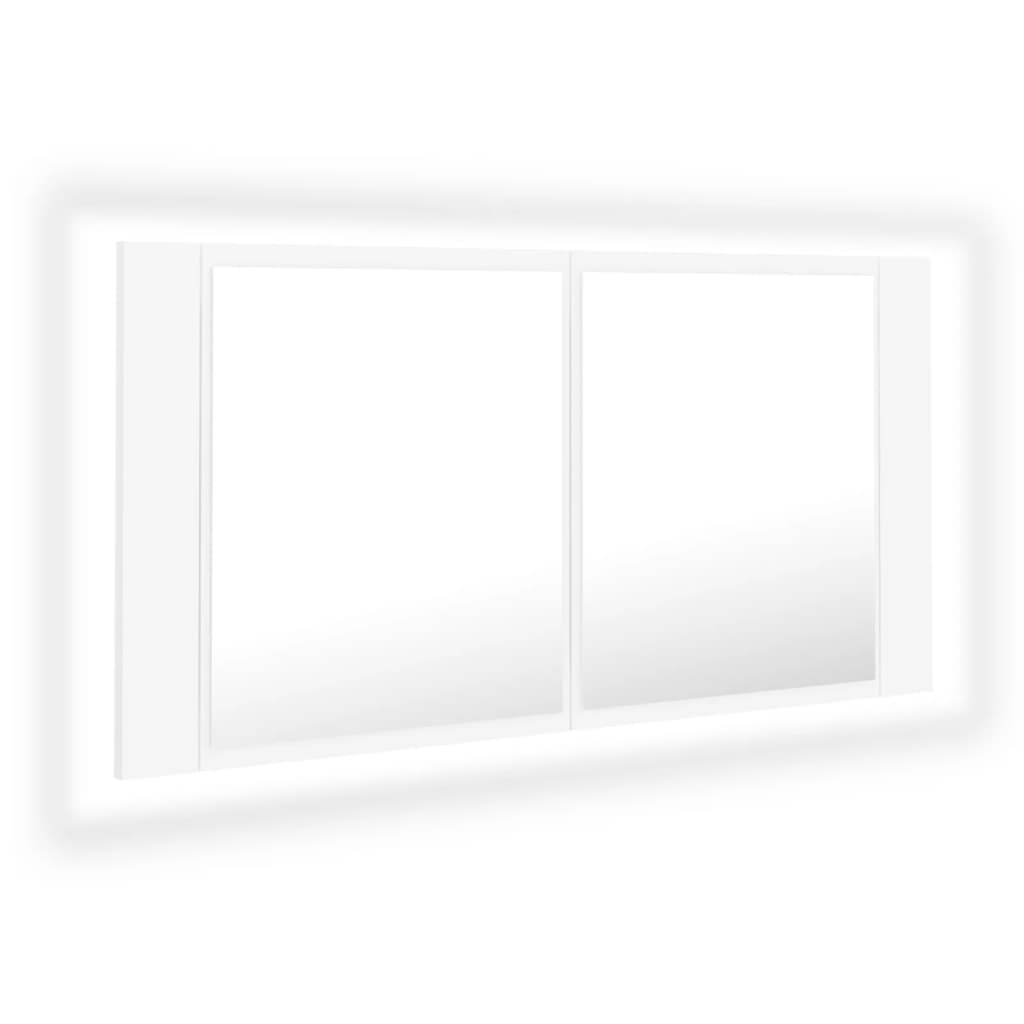 LED-speilskap til baderom hvit 90x12x45 cm akryl