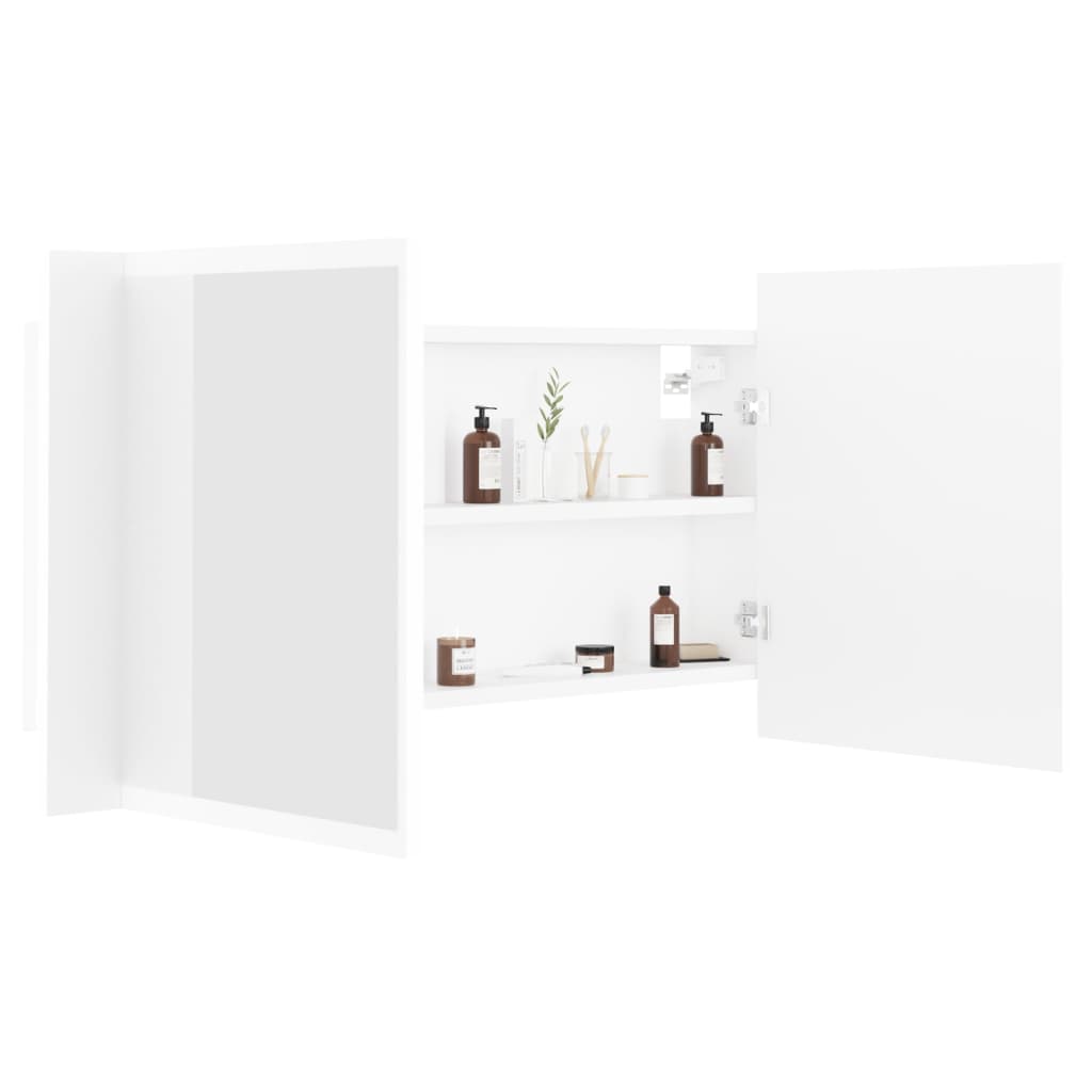 LED-speilskap til baderom hvit 90x12x45 cm akryl