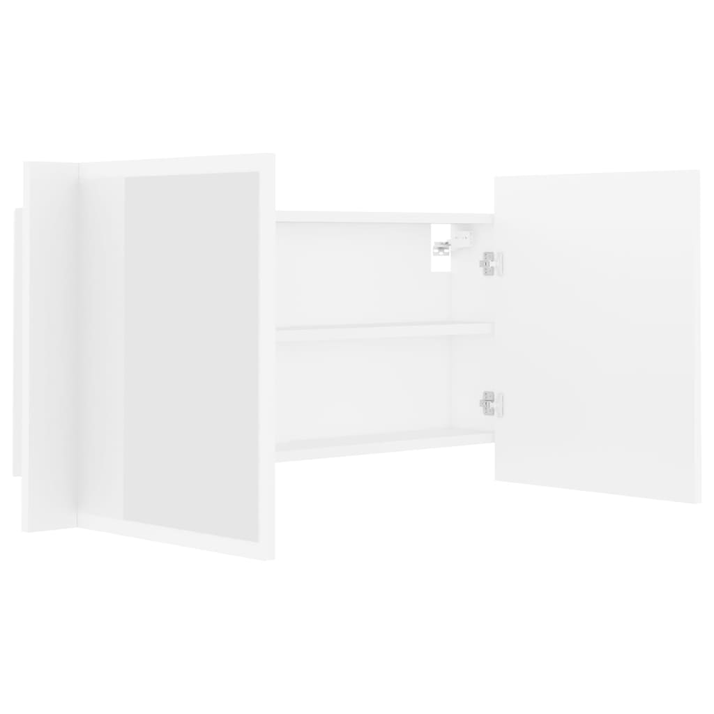 LED-speilskap til baderom hvit 90x12x45 cm akryl