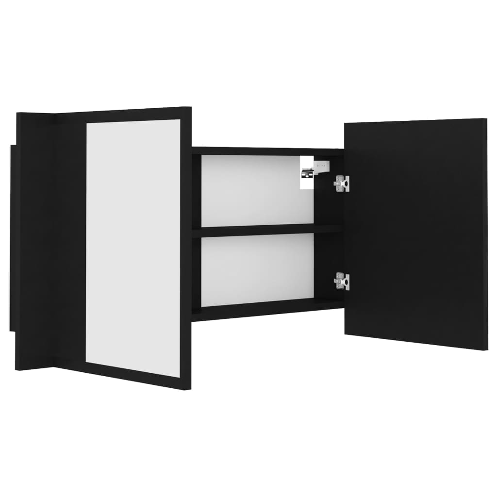 Baderomsspeil LED Speilskap til baderom Svart 90x12x45 cma kryl