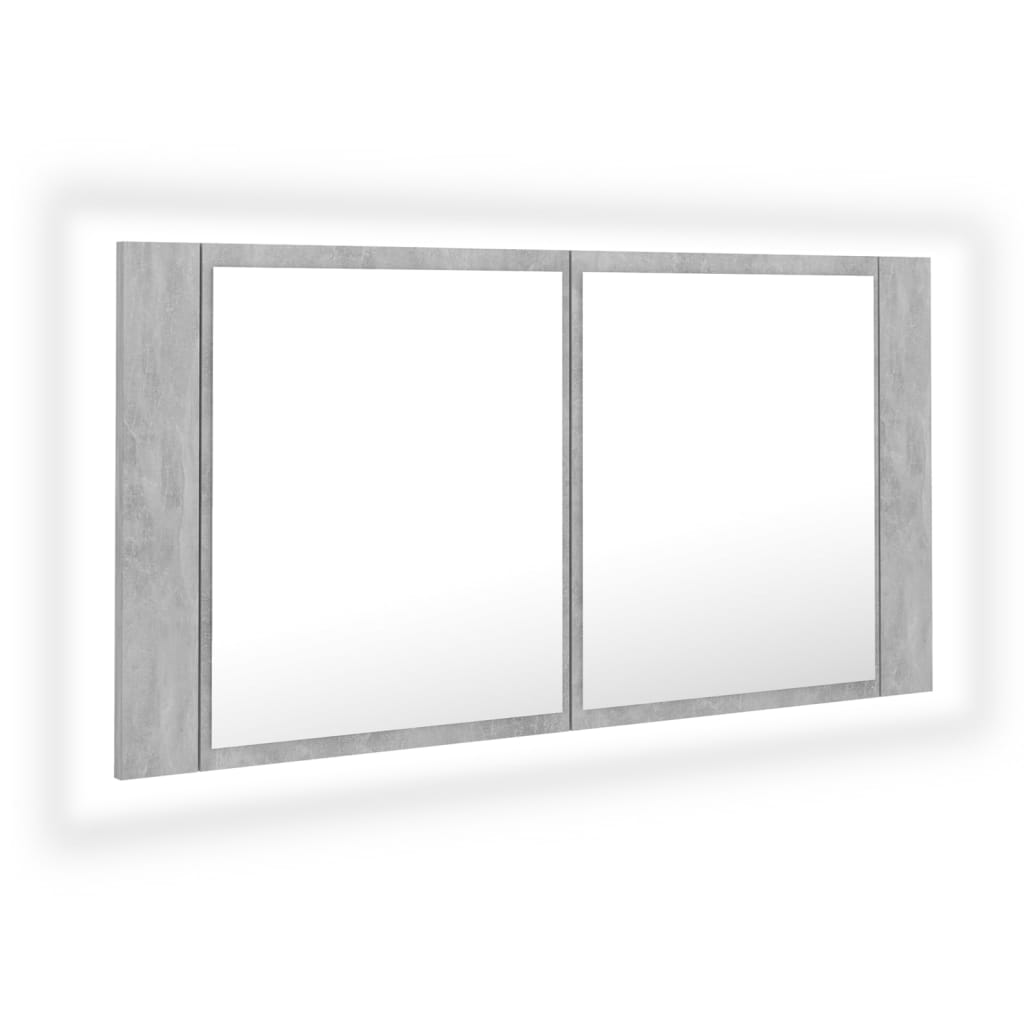 Baderomsspeil LED Skap Betonggrå 90x12x45 cm akryl