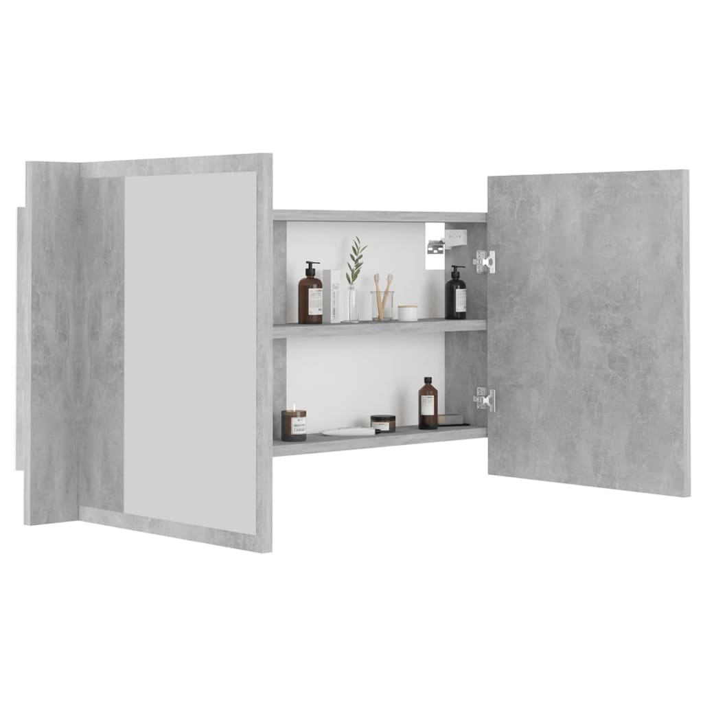Baderomsspeil LED Skap Betonggrå 90x12x45 cm akryl