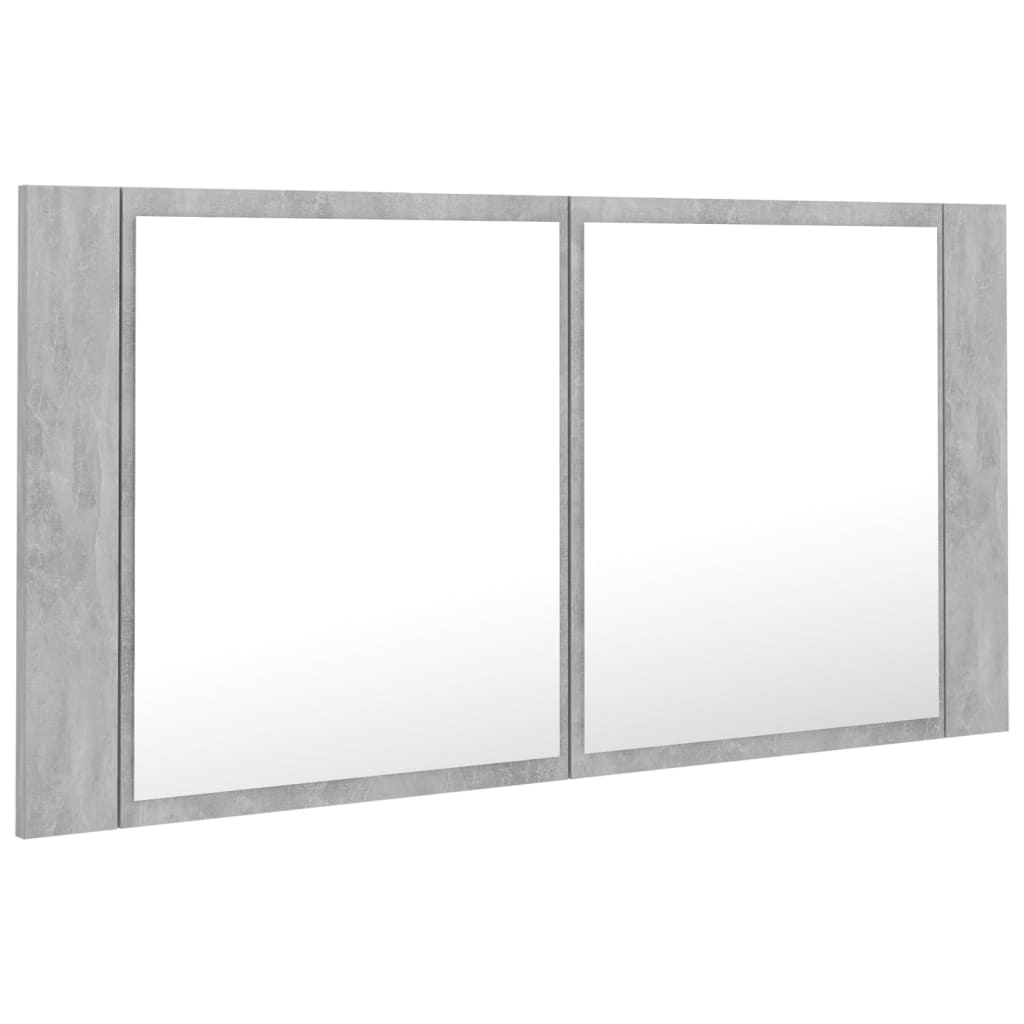Baderomsspeil LED Skap Betonggrå 90x12x45 cm akryl