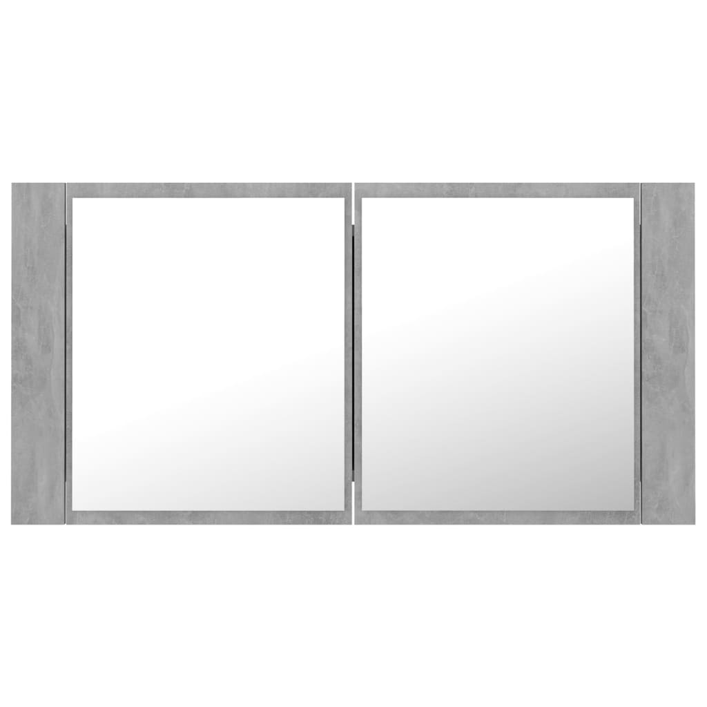Baderomsspeil LED Skap Betonggrå 90x12x45 cm akryl