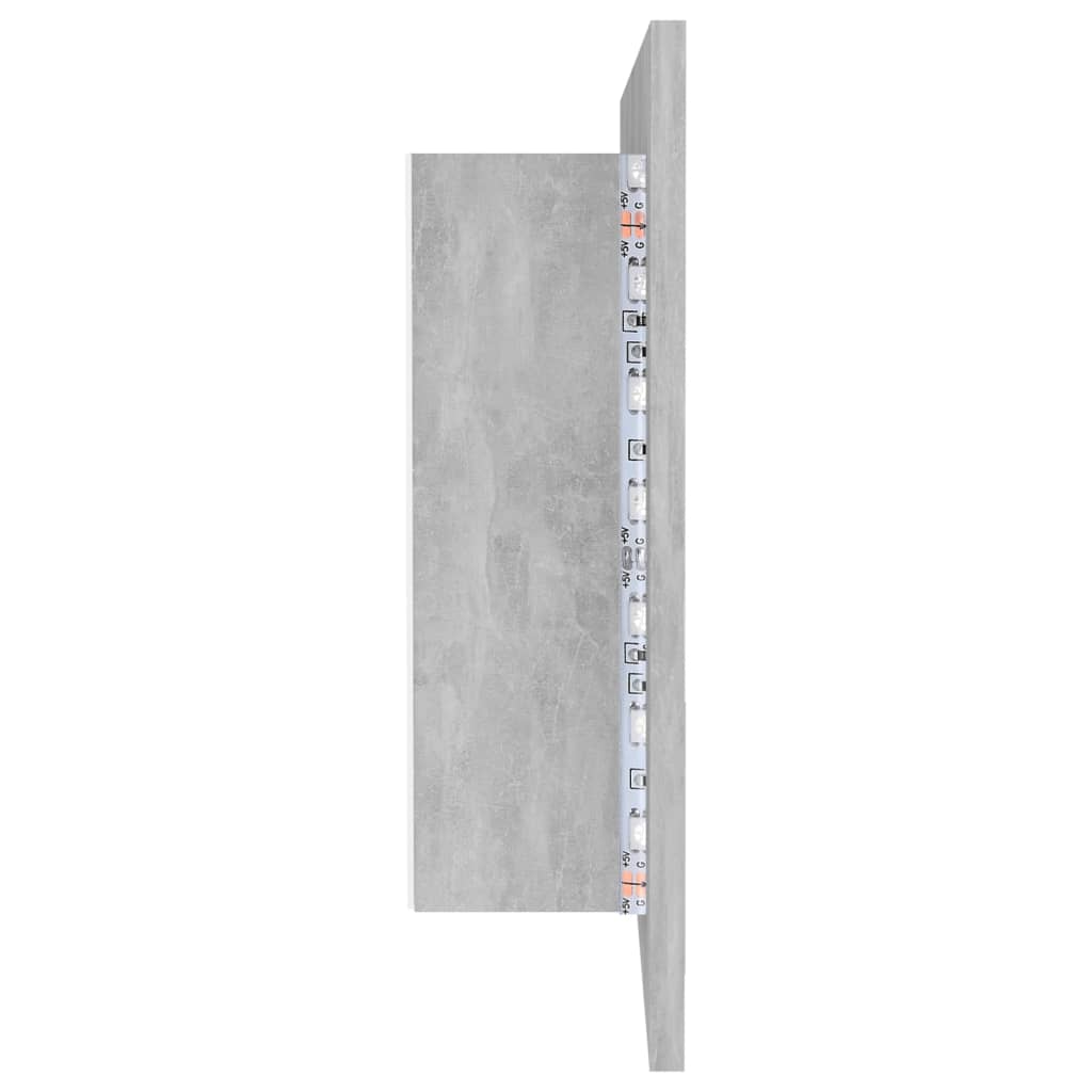 Baderomsspeil LED Skap Betonggrå 90x12x45 cm akryl
