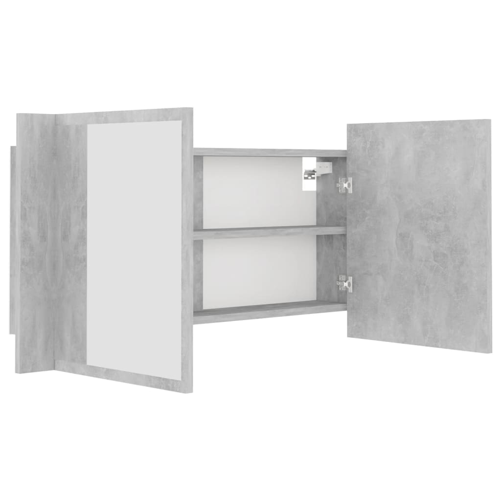 Baderomsspeil LED Skap Betonggrå 90x12x45 cm akryl
