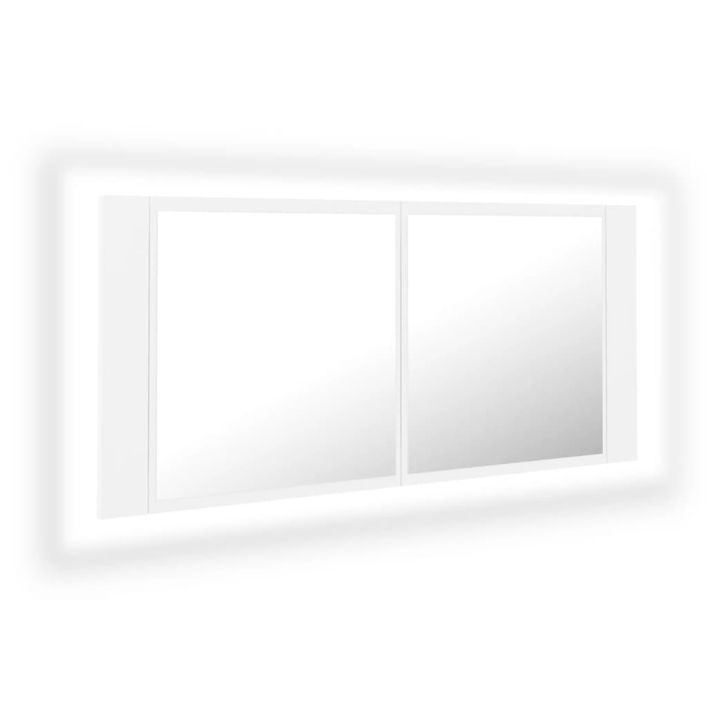 Baderomsspeil LED Skap Hvit 100x12x45 cm akryl