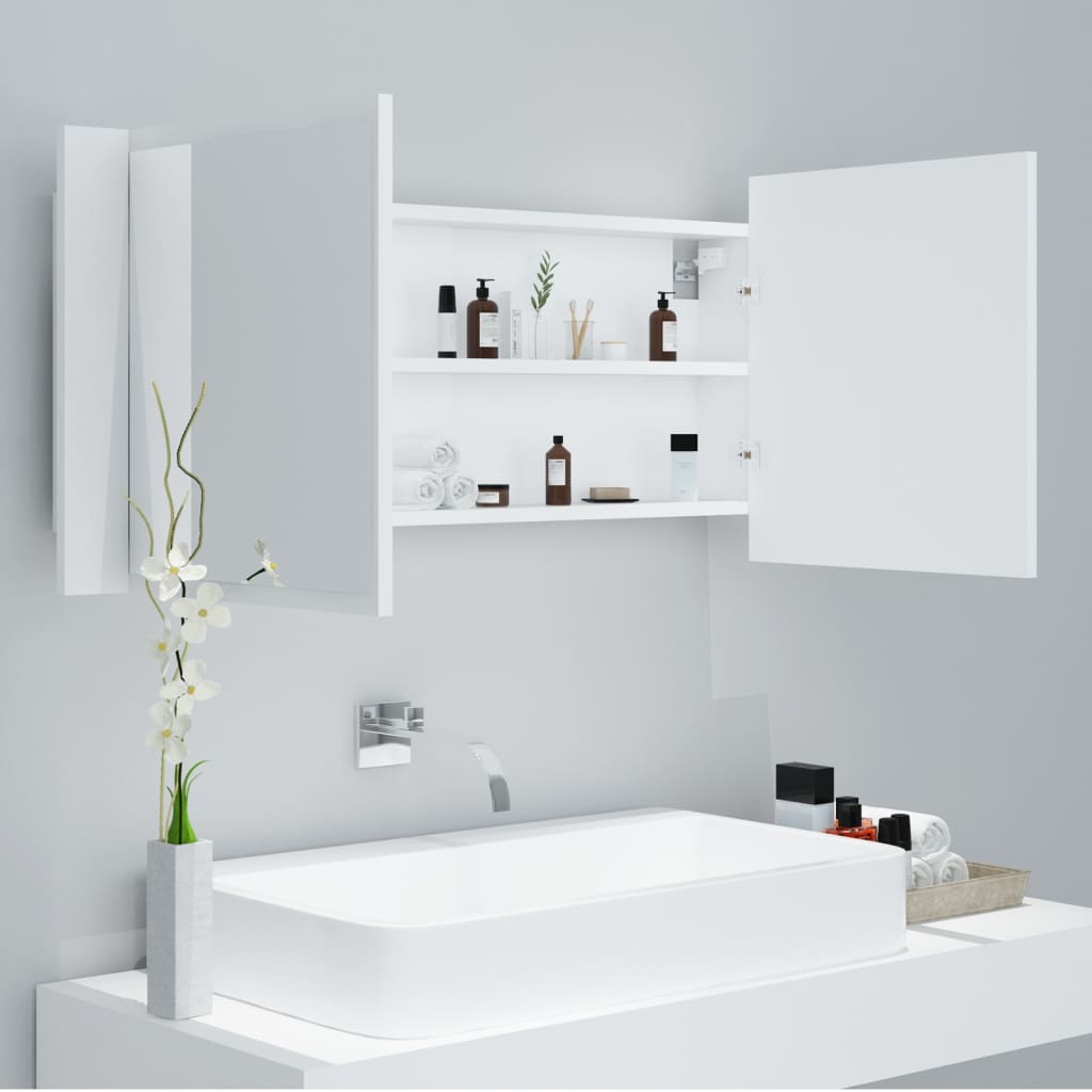 Baderomsspeil LED Skap Hvit 100x12x45 cm akryl