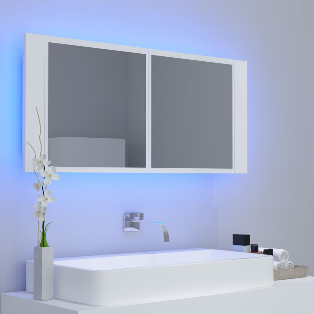 Baderomsspeil LED Skap Hvit 100x12x45 cm akryl