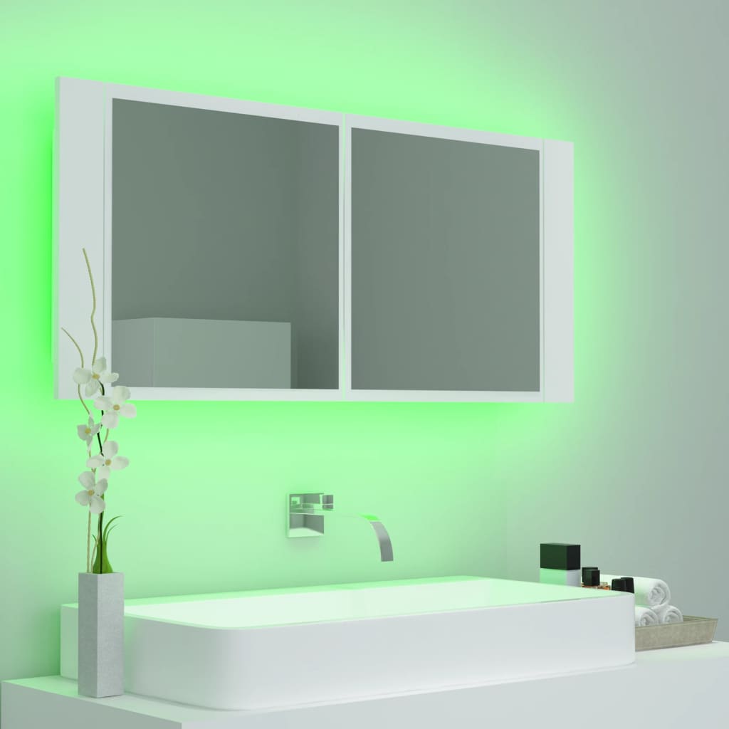 Baderomsspeil LED Skap Hvit 100x12x45 cm akryl