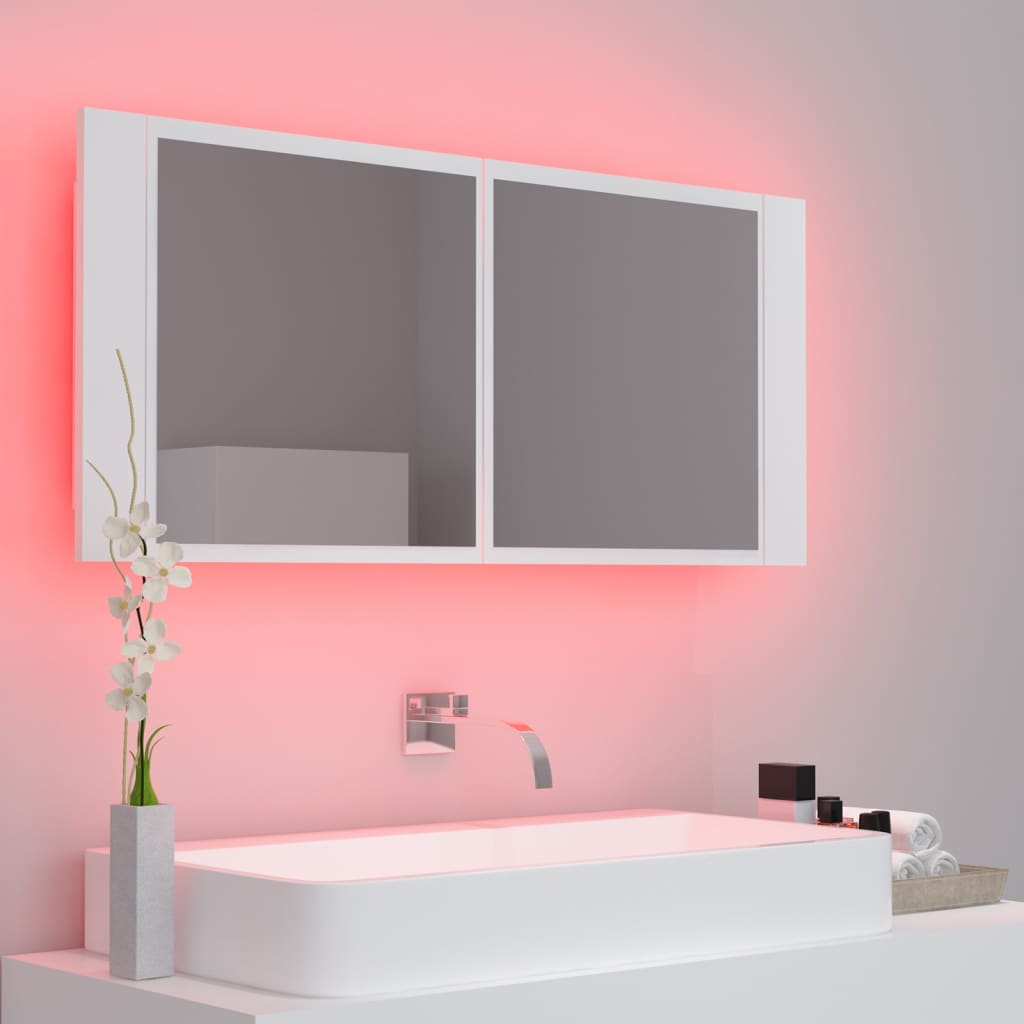 Baderomsspeil LED Skap Hvit 100x12x45 cm akryl