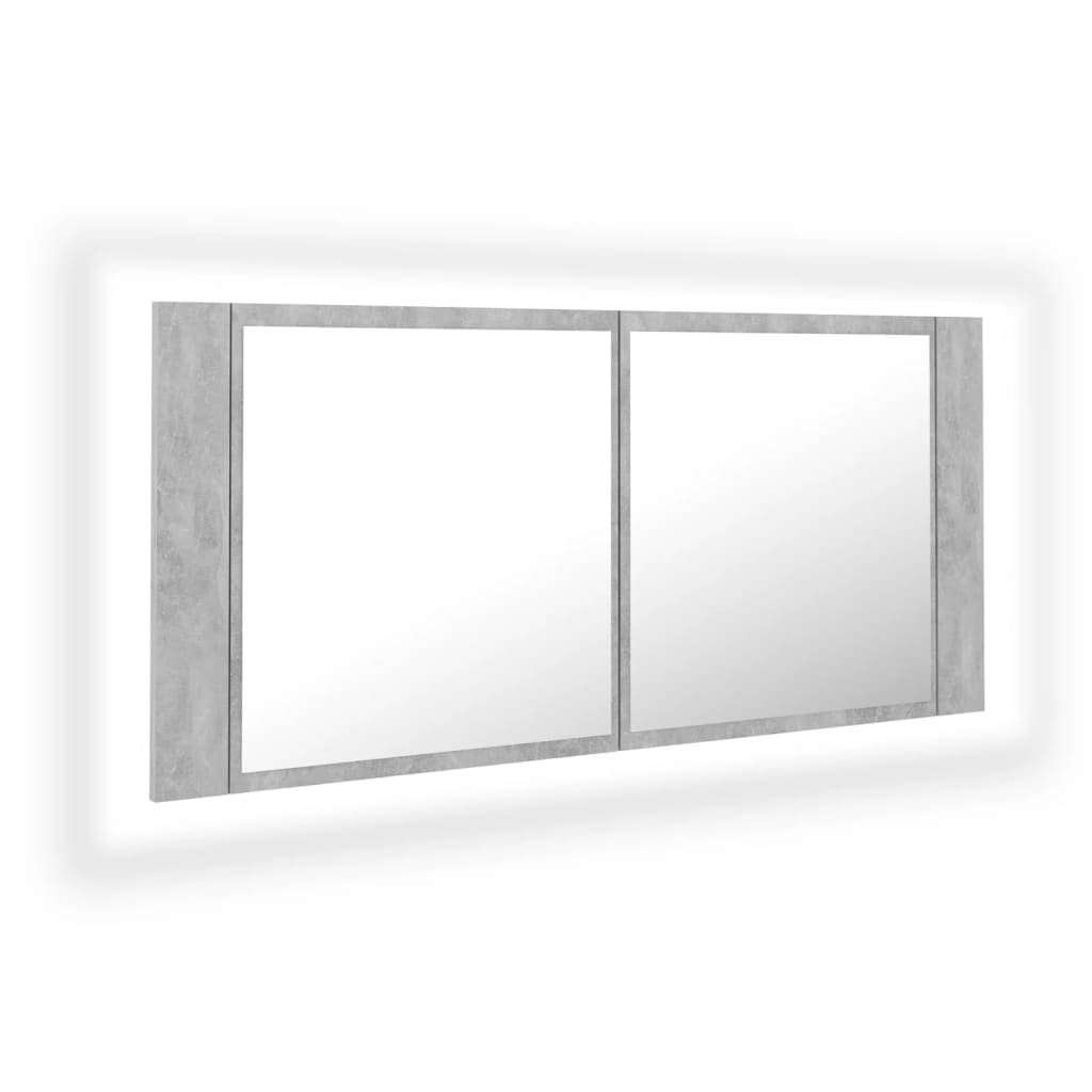 Baderomsspeil LED Skap Betonggrå 100x12x45 cm akryl