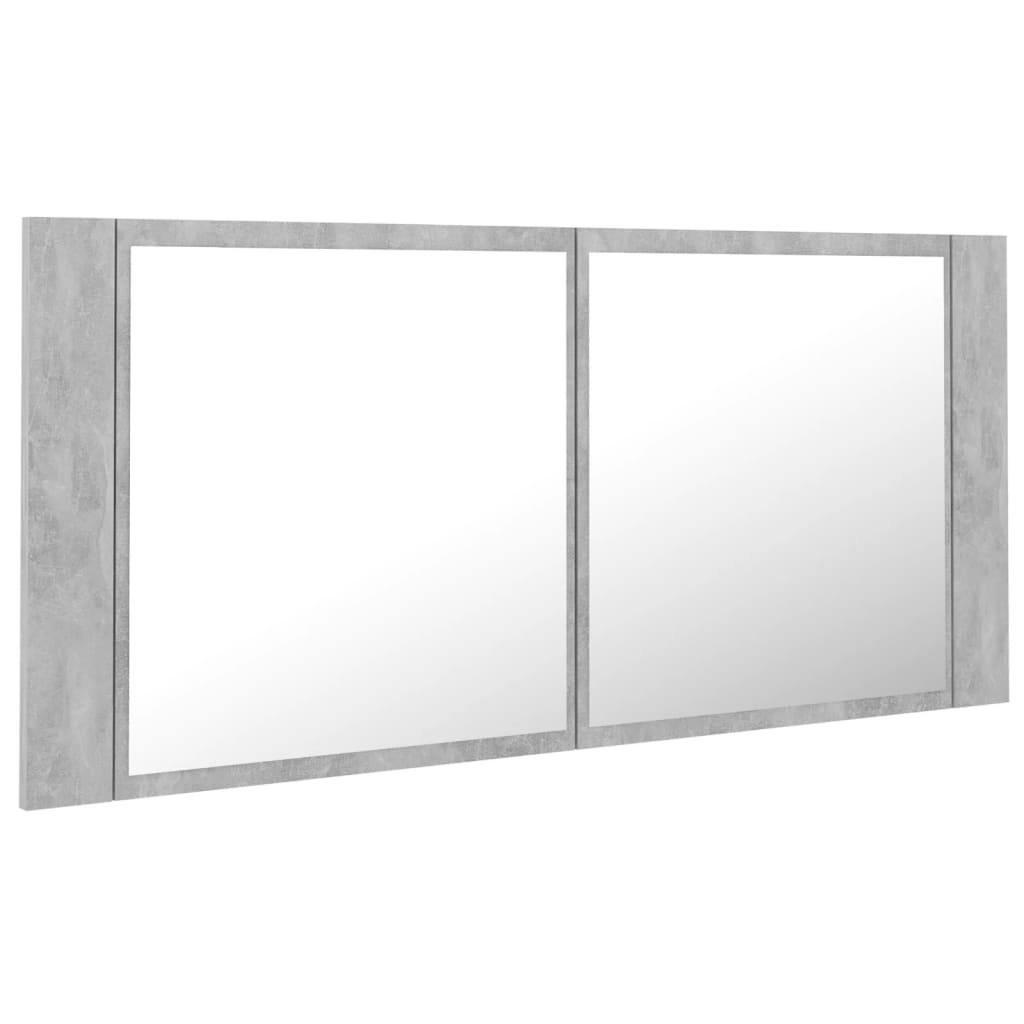 Baderomsspeil LED Skap Betonggrå 100x12x45 cm akryl