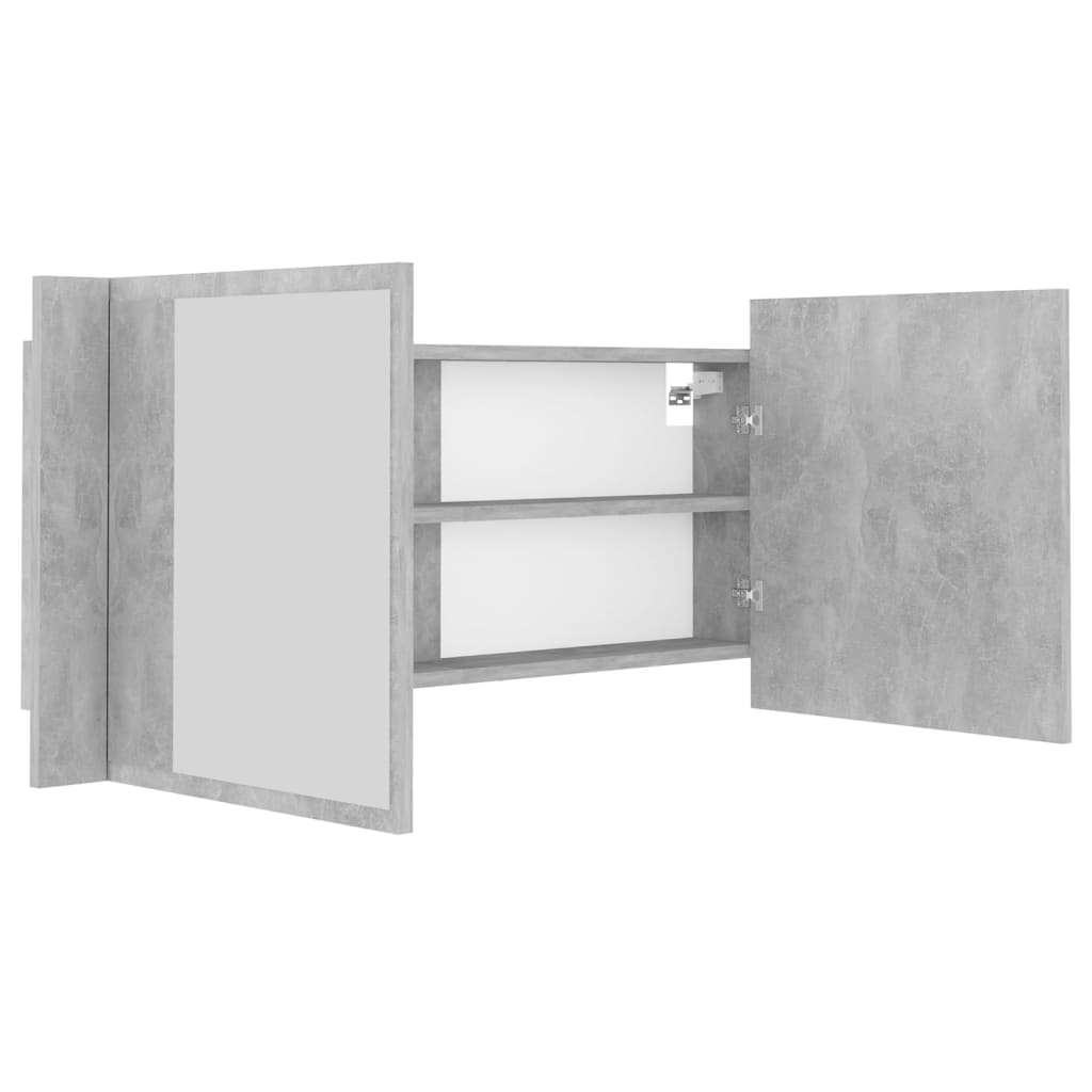 Baderomsspeil LED Skap Betonggrå 100x12x45 cm akryl