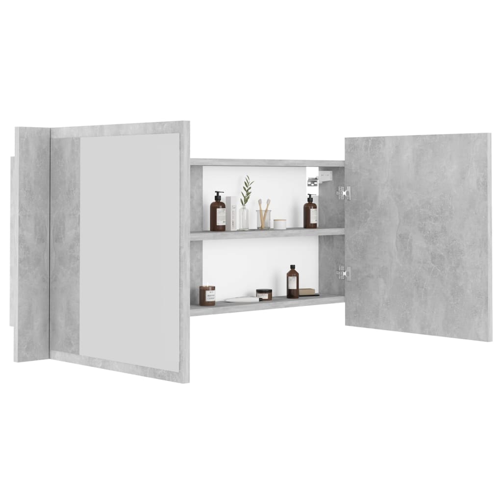Baderomsspeil LED Skap Betonggrå 100x12x45 cm akryl