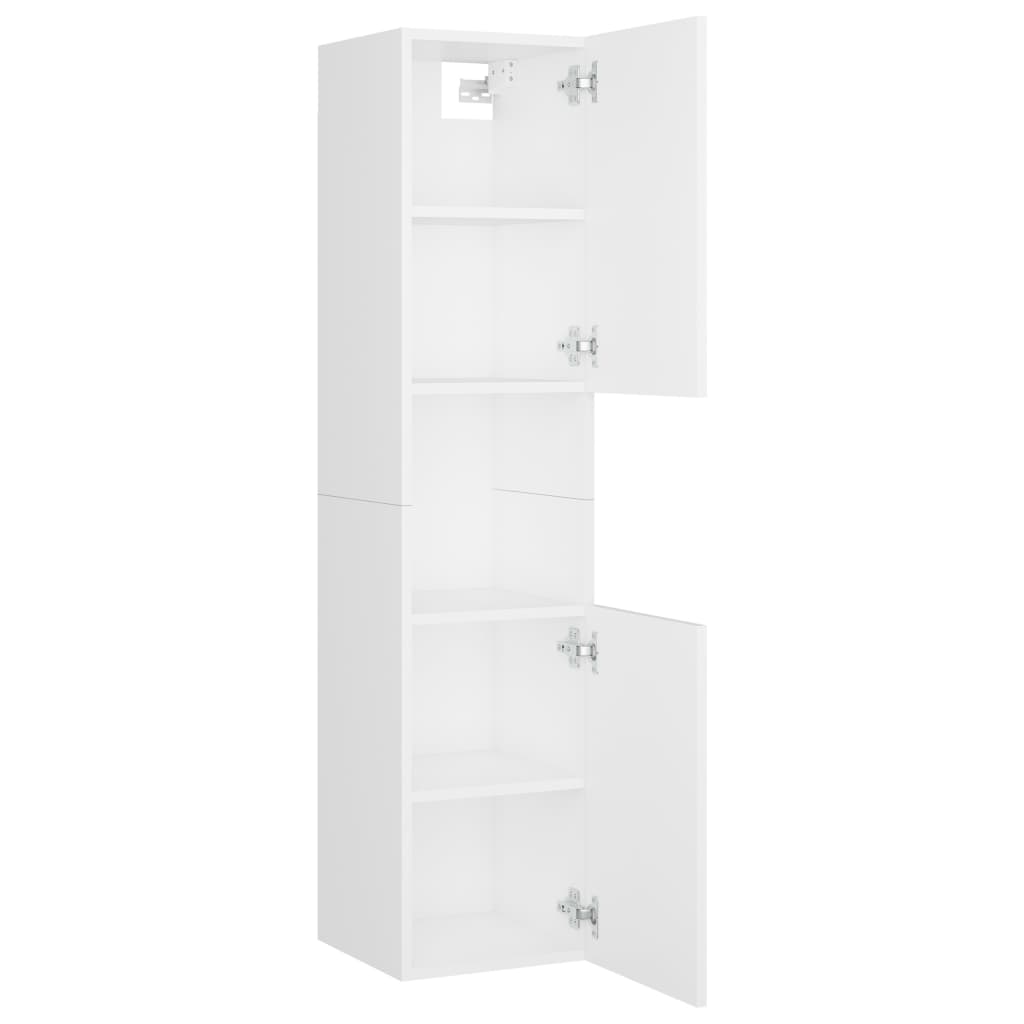 Baderomsskap hvit 30x30x130 cm konstruert tre