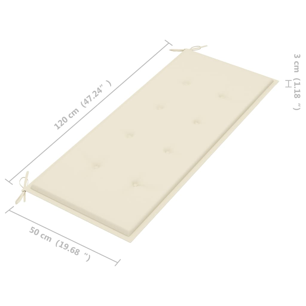 Stablebenk med pute 128,5 cm heltre teak