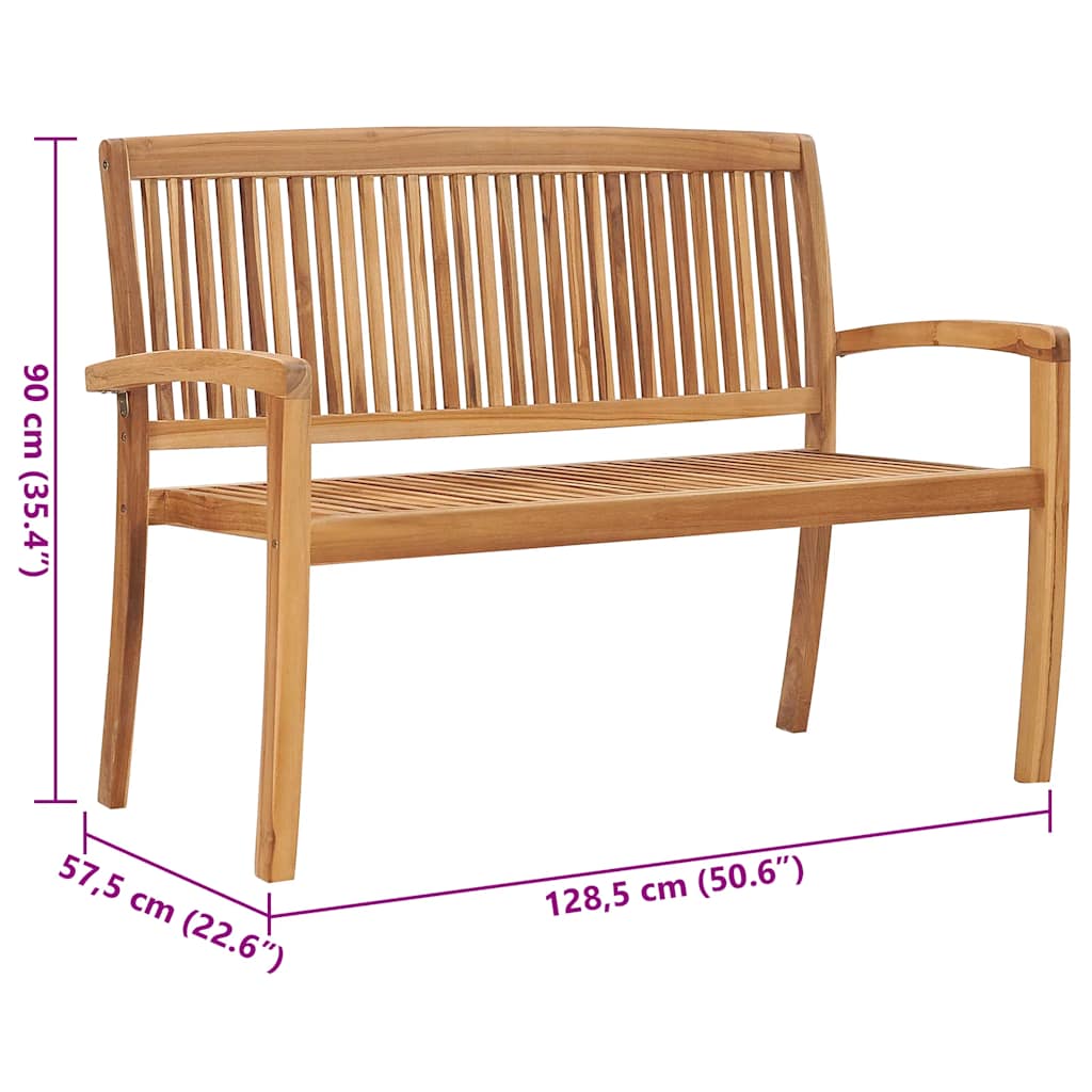 Stablebenk med pute 128,5 cm heltre teak