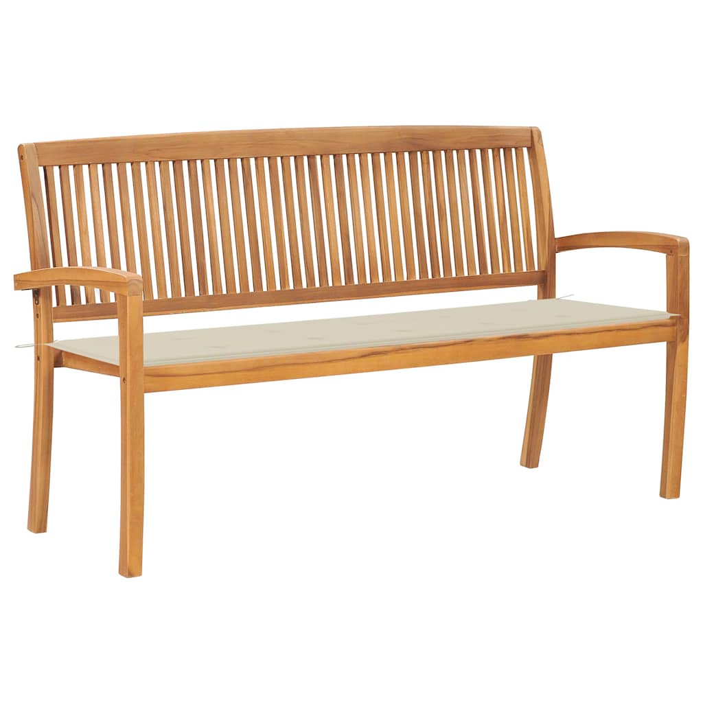 Stablebenk med pute 159 cm heltre teak