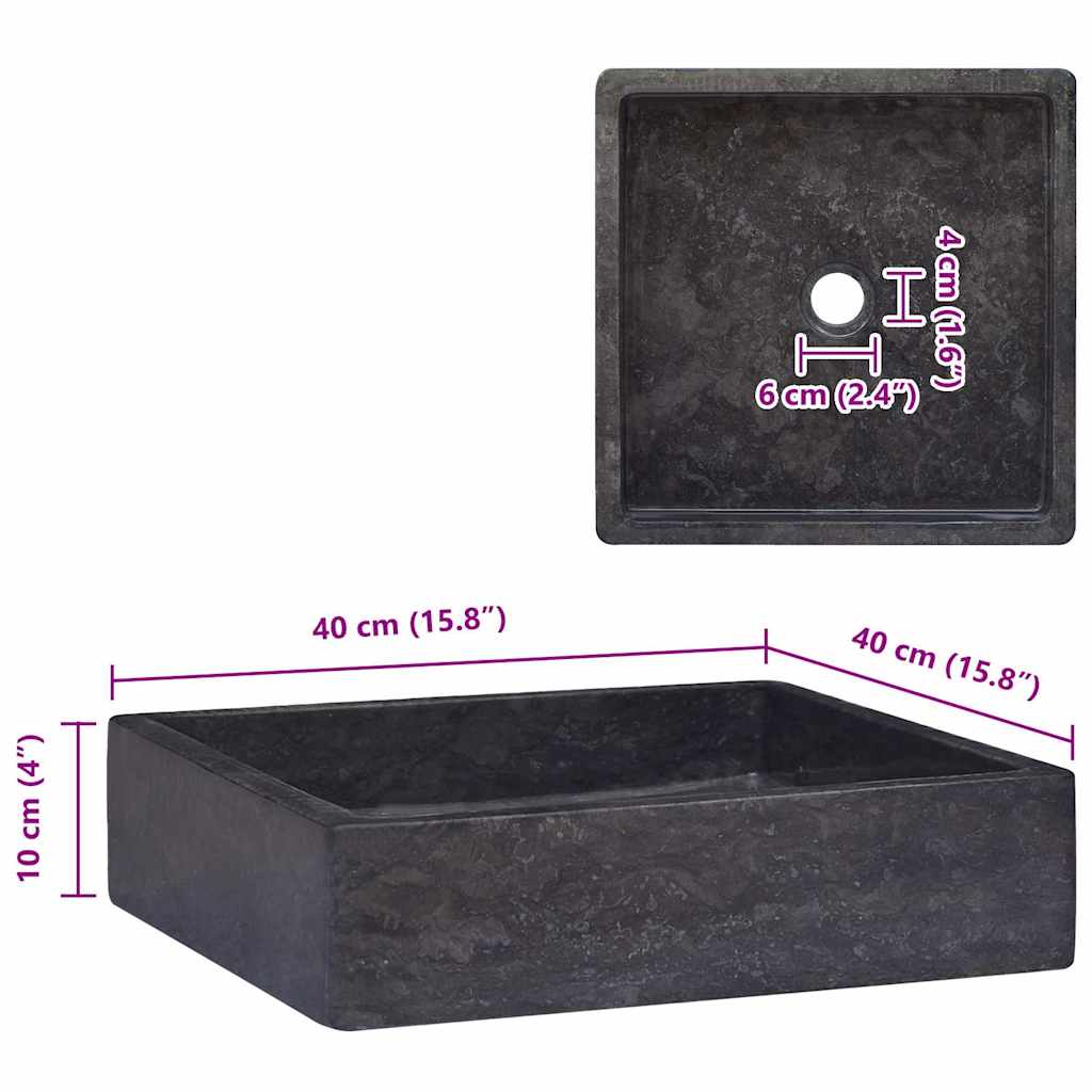 Baderomsvask 40x40x10 cm marmor Svart
