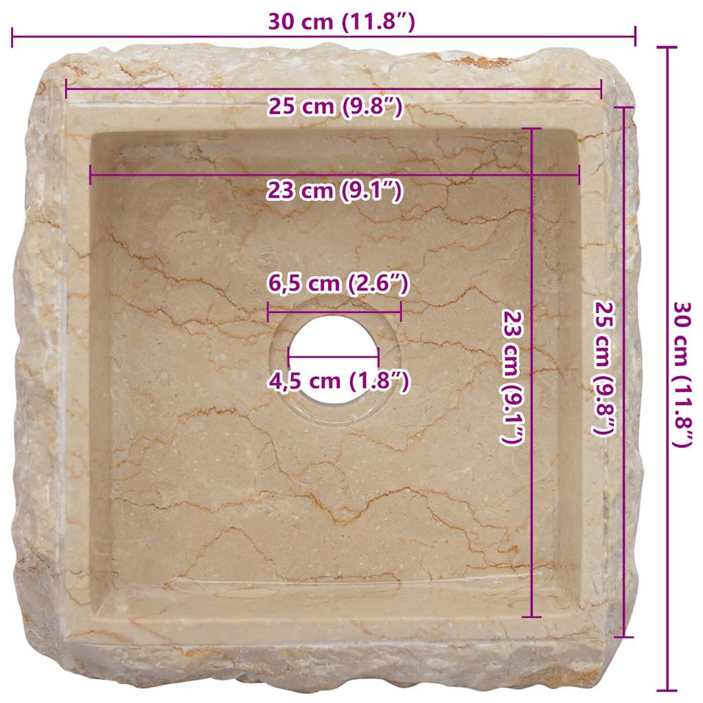 Baderomsvask 30x30x13 cm marmor kremhvit