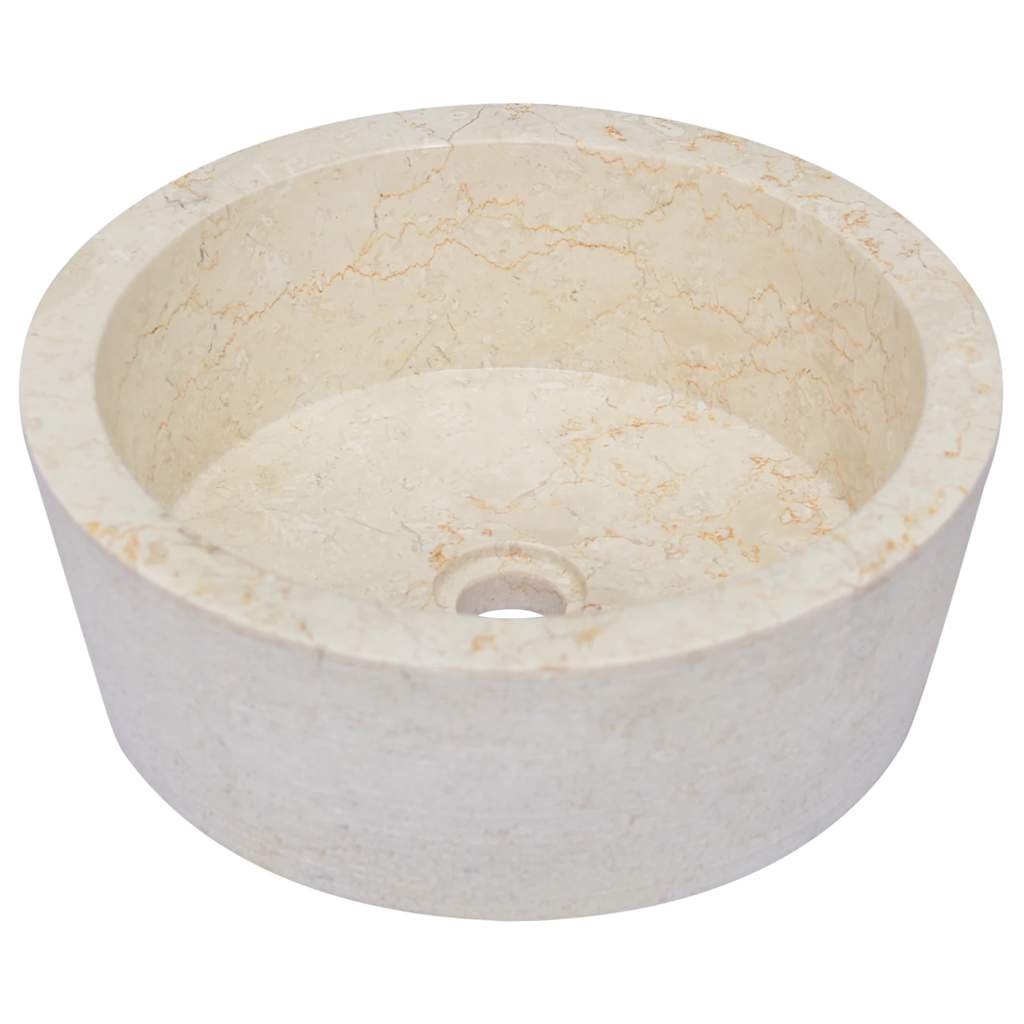 Baderomsvask Ø40x15 cm marmor kremhvit