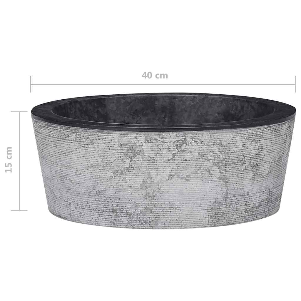 Baderomsvask Ø40x15 cm marmor Svart