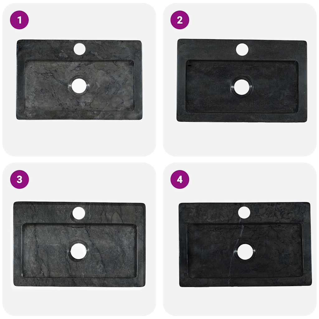 Baderomsvask 38x24x6,5 cm marmor Svart