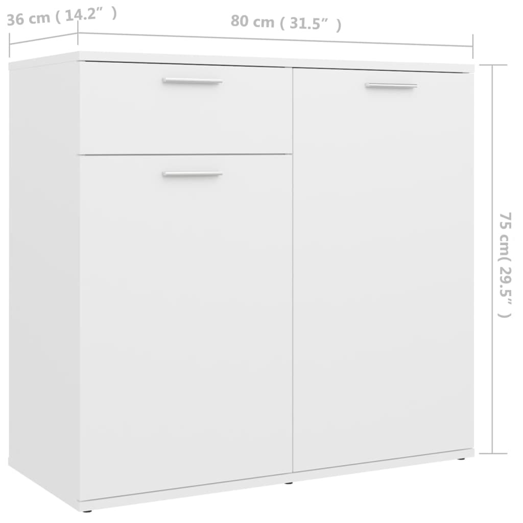 Skjenk Hvit 80x36x75 cm