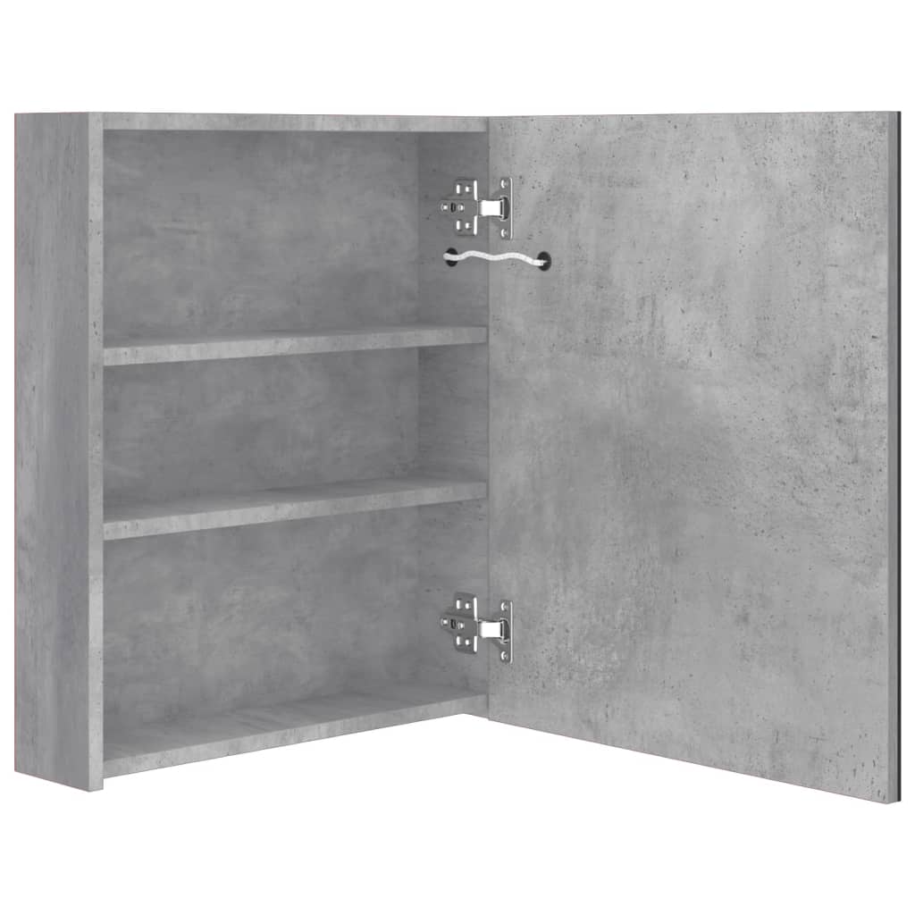 Baderomsspeil LED Speilskap til bad Betonggrå 50x14x60 cm