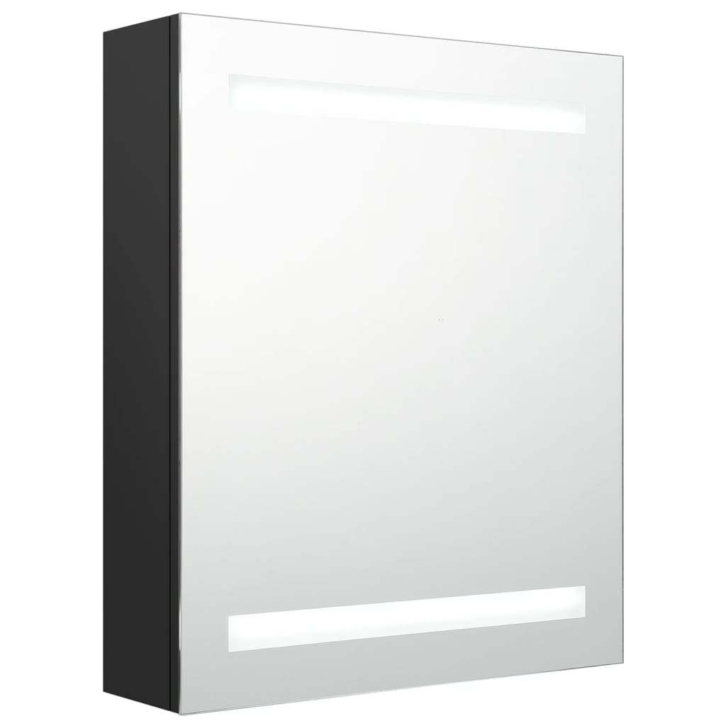Baderomsspeil LED Speilskap til bad Svart 50x14x60 cm