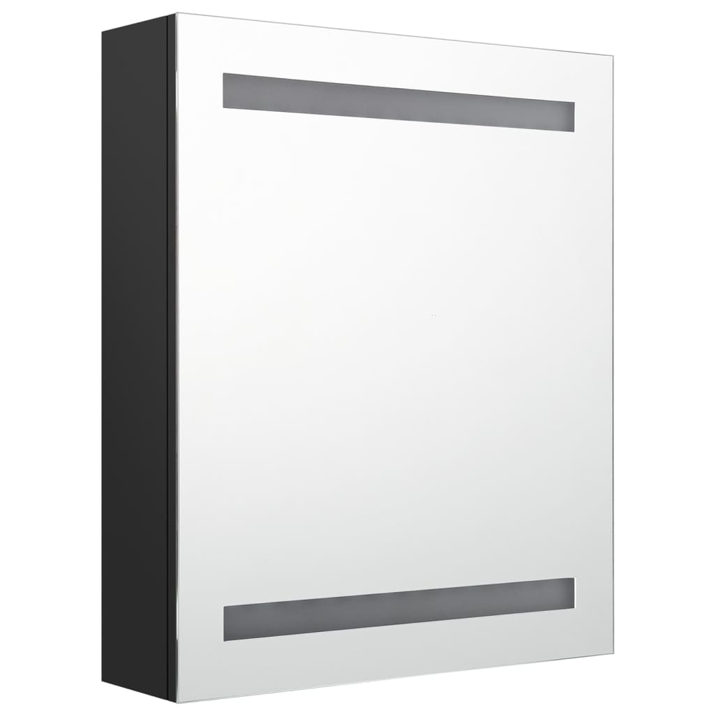 Baderomsspeil LED Speilskap til bad Svart 50x14x60 cm