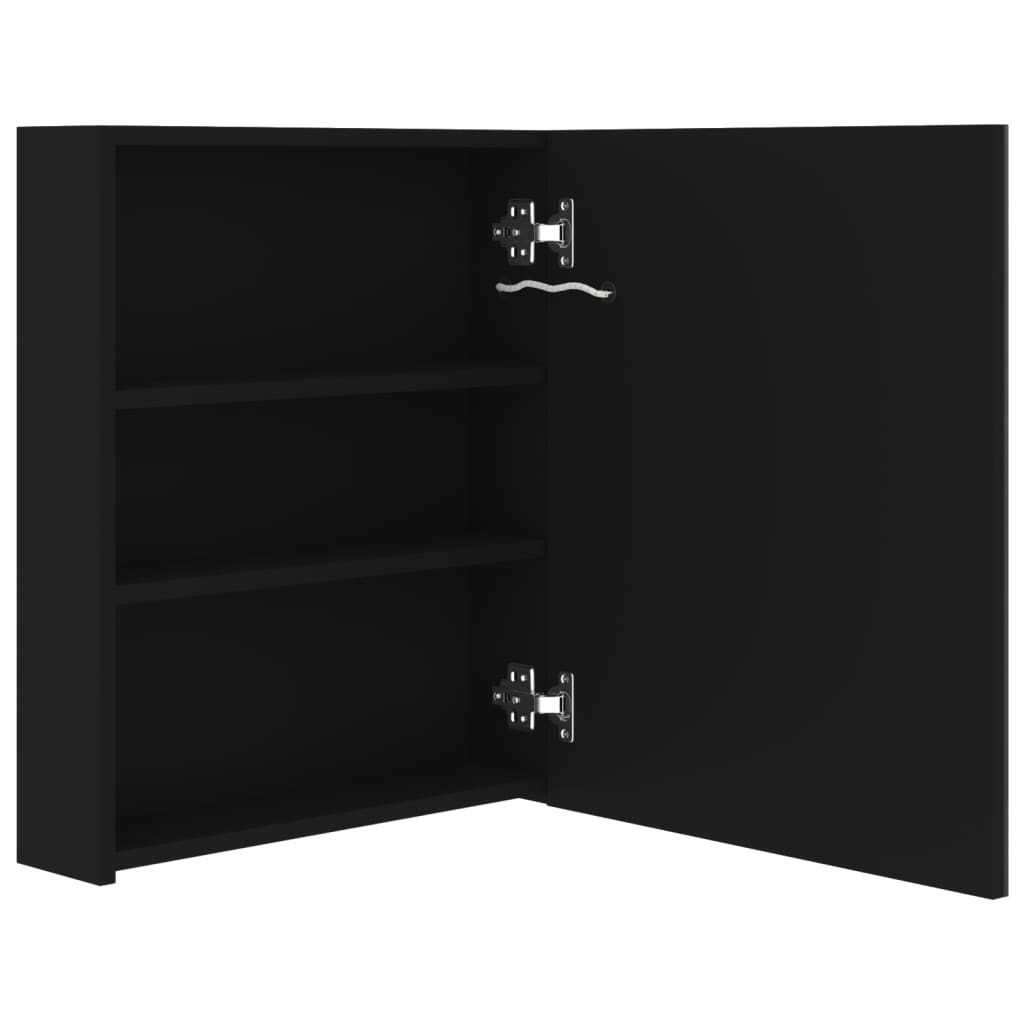 Baderomsspeil LED Speilskap til bad Svart 50x14x60 cm