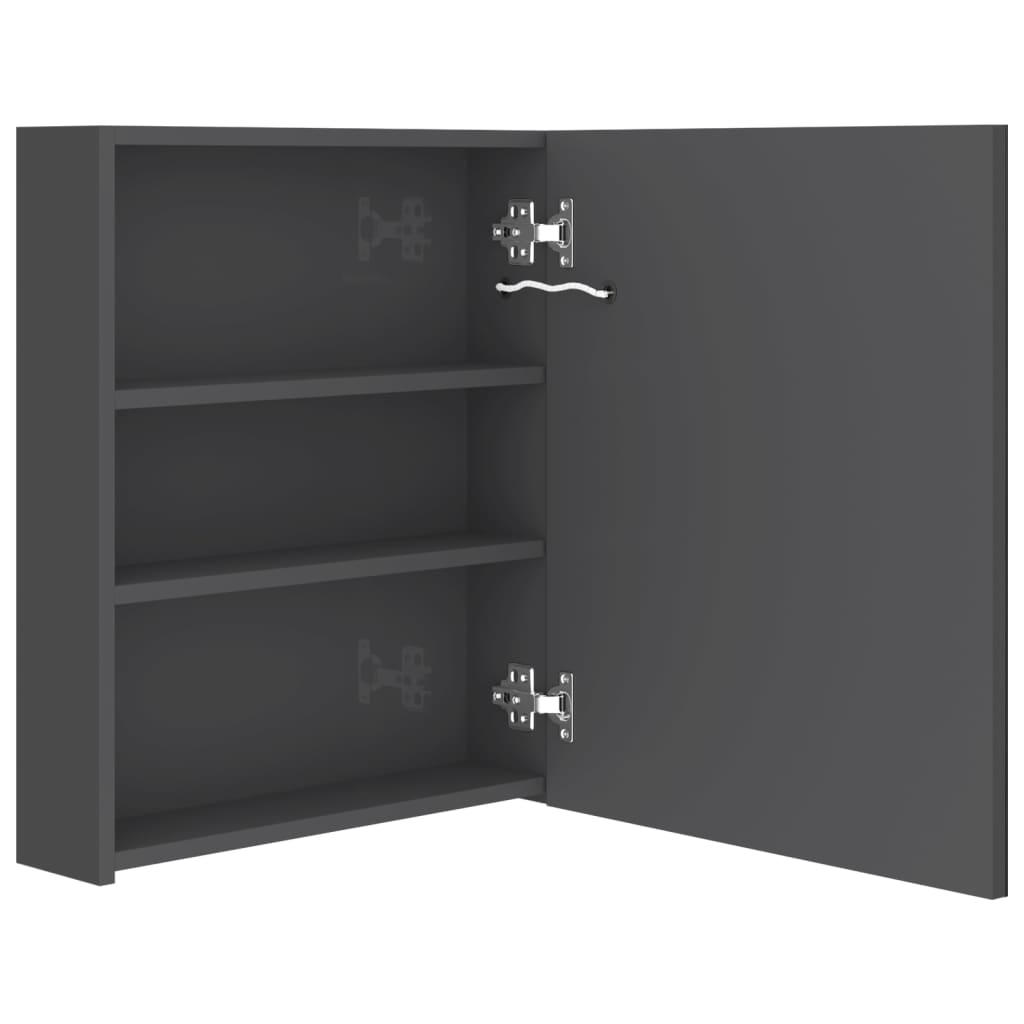 Baderomsspeil LED Speilskap til bad blank Grå 50x14x60 cm