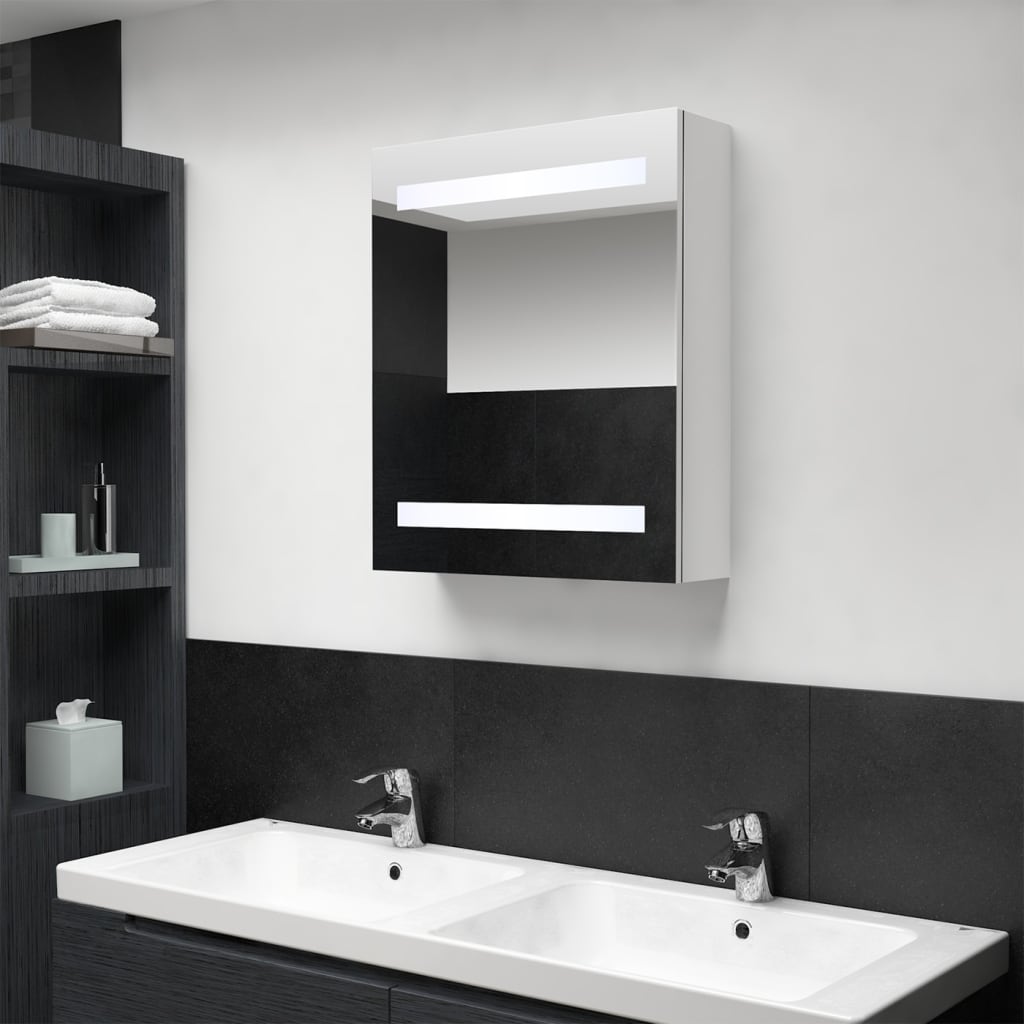 Baderomsspeil LED Speilskap til bad blank Hvit 50x14x60 cm