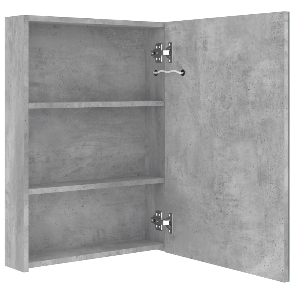 Baderomsspeil LED Speilskap til bad Betonggrå 50x13x70 cm